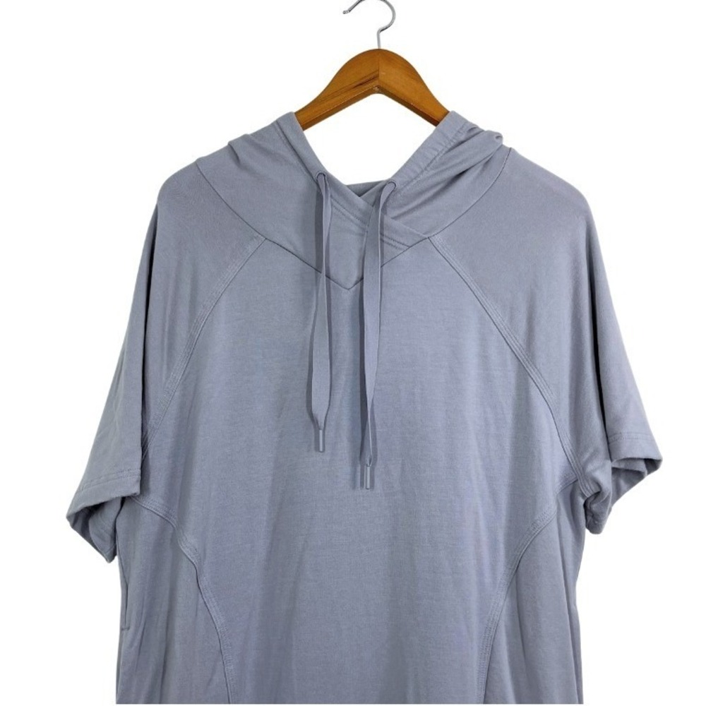 Athleta Hooded Cabana Tunic Top Small Purple Tencel‎ Blend Short Sleeve Pockets - Picture 3 of 9